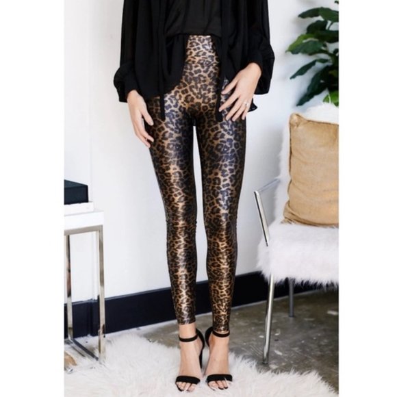 SPANX Pants - Spanx Faux Leather Leopard Leggings